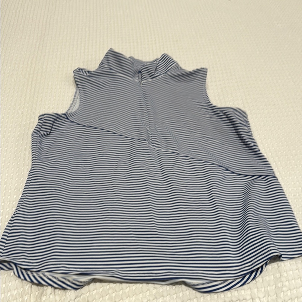 Tommy Bahama Indigo and White Asymmetrical IslandZone Tank Top